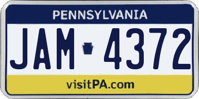 PA license plate JAM4372