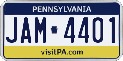 PA license plate JAM4401