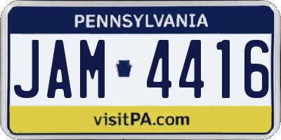 PA license plate JAM4416