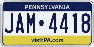 PA license plate JAM4418