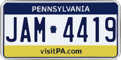 PA license plate JAM4419