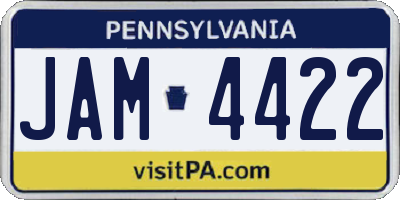 PA license plate JAM4422
