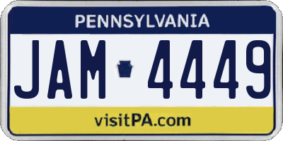PA license plate JAM4449