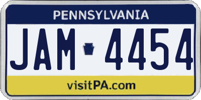 PA license plate JAM4454
