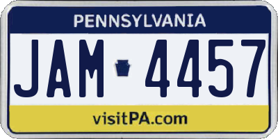 PA license plate JAM4457