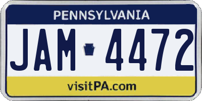 PA license plate JAM4472