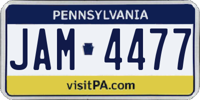 PA license plate JAM4477