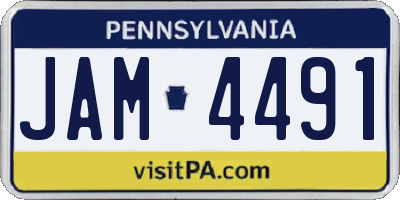 PA license plate JAM4491