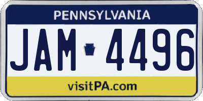 PA license plate JAM4496