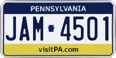 PA license plate JAM4501