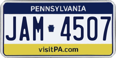 PA license plate JAM4507