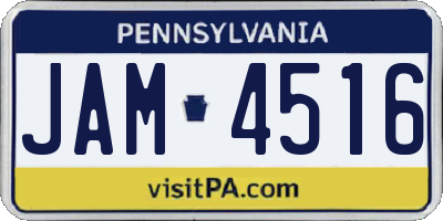 PA license plate JAM4516