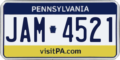 PA license plate JAM4521