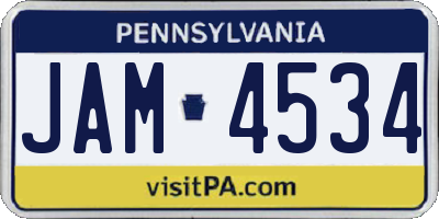 PA license plate JAM4534