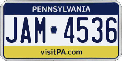PA license plate JAM4536