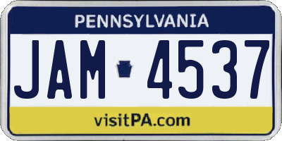 PA license plate JAM4537