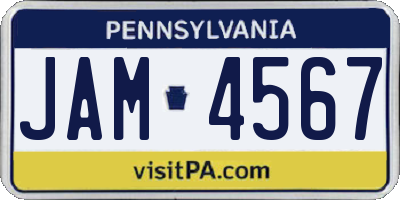 PA license plate JAM4567