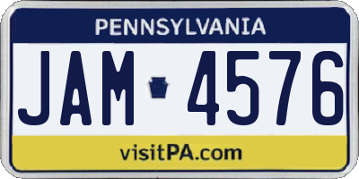 PA license plate JAM4576