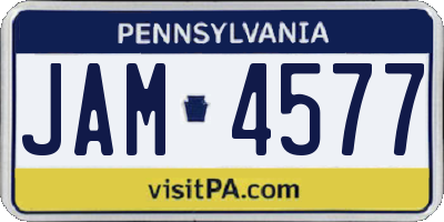 PA license plate JAM4577