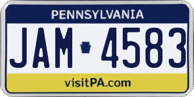 PA license plate JAM4583
