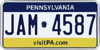 PA license plate JAM4587