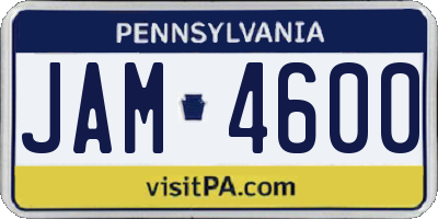 PA license plate JAM4600