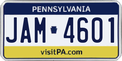 PA license plate JAM4601