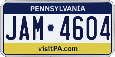 PA license plate JAM4604