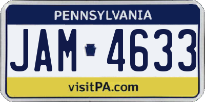 PA license plate JAM4633