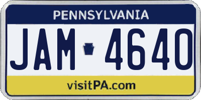 PA license plate JAM4640