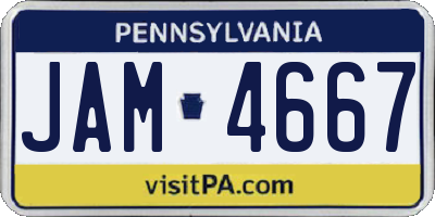 PA license plate JAM4667