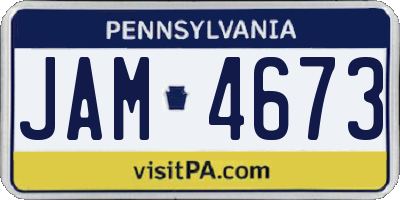 PA license plate JAM4673