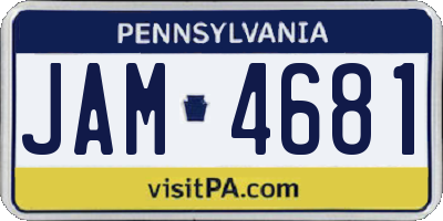 PA license plate JAM4681