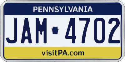 PA license plate JAM4702
