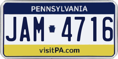 PA license plate JAM4716