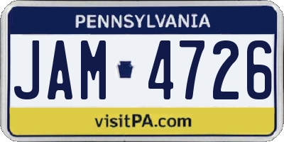 PA license plate JAM4726