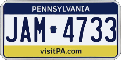 PA license plate JAM4733
