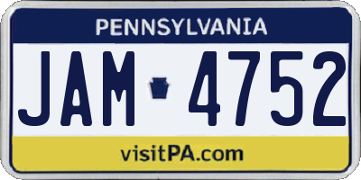 PA license plate JAM4752