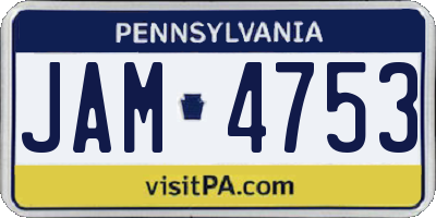 PA license plate JAM4753