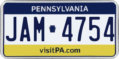PA license plate JAM4754