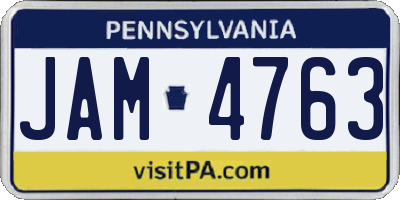 PA license plate JAM4763