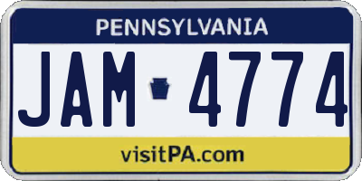 PA license plate JAM4774
