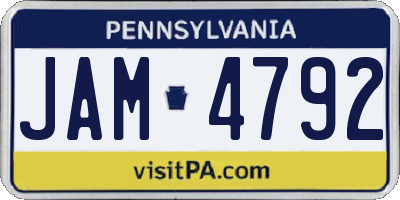 PA license plate JAM4792