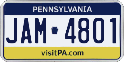PA license plate JAM4801