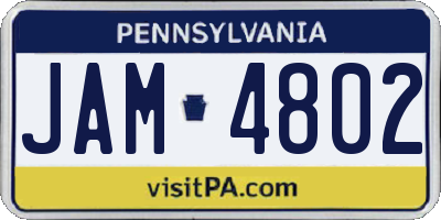 PA license plate JAM4802
