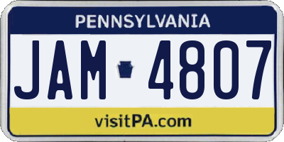 PA license plate JAM4807