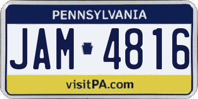 PA license plate JAM4816