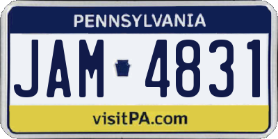 PA license plate JAM4831
