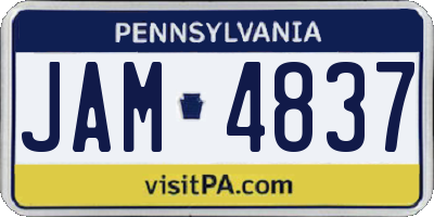 PA license plate JAM4837