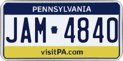 PA license plate JAM4840